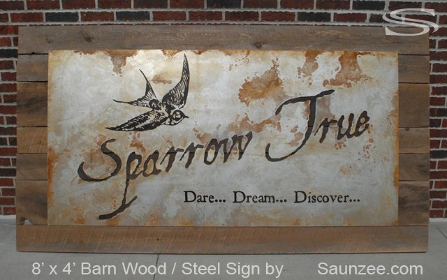Sign, signage Saunzee  wood  Steel Custom Vintage Barn Show Wood Rusty rustic  Metal Large