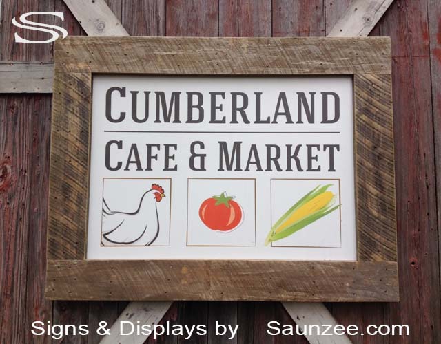 Barn Wood Sign Printed Cumberland Cafe Sign Rustic Picture Frame Sign