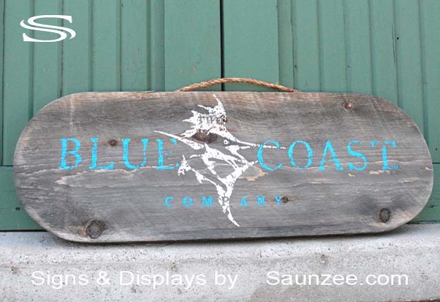 Barn Wood Signs Blue Coast Fishing Signs Weathered Charter Sign