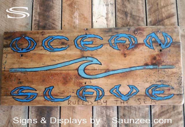 Barn Wood Signs Vintage Ocean Slave Surf Sign