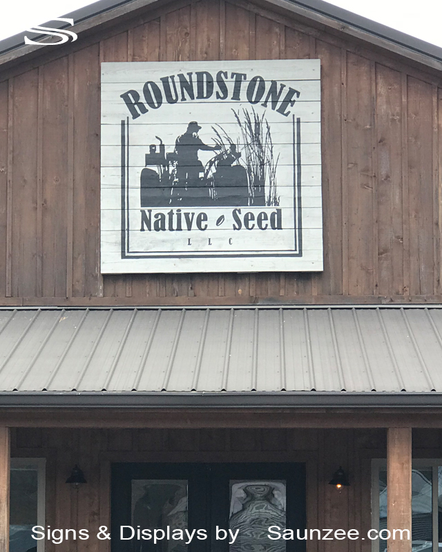 Business Signs Storefront, Roundstone Native Seed, Commercial Farmstead Sign