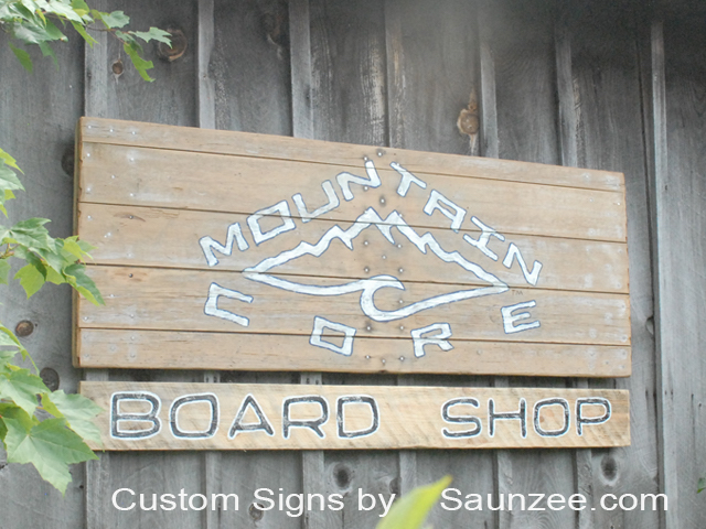 Business Signs Vintage Mountain Core Board Shop Sign Snowboards
