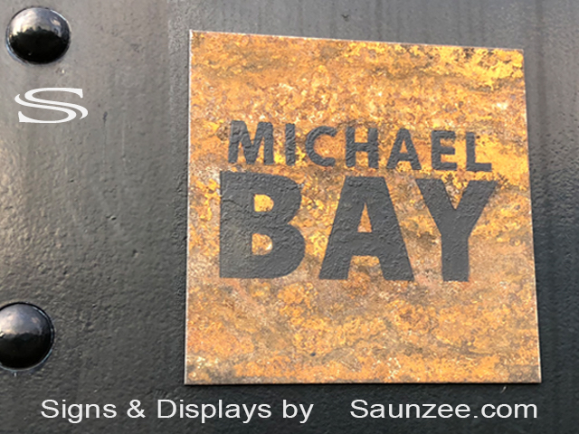 Steel Rusty Signs Michael Bay Filmmaker Sign Movie Set Signage Saunzee