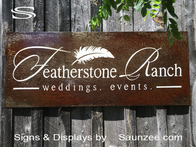 Steel Signs Corten Featherstone Ranch Sign Weddings Events Signs