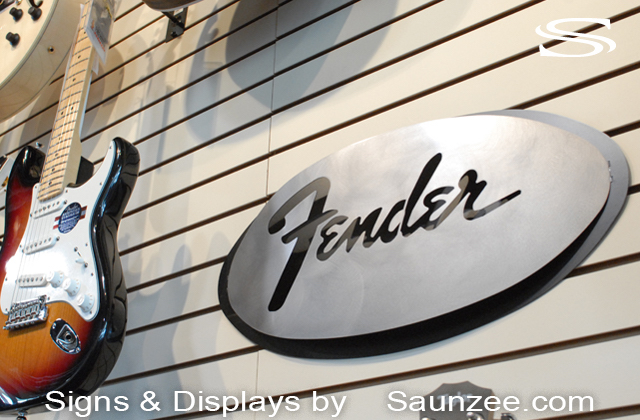 Steel Signs Fender Guitar Sign Curved Sign Brushed Stainless Signs