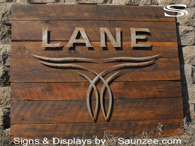 Steel Signs Offset Lane Boots Sign Rusty Metal Wood Signs building foyer Sign Saunzee