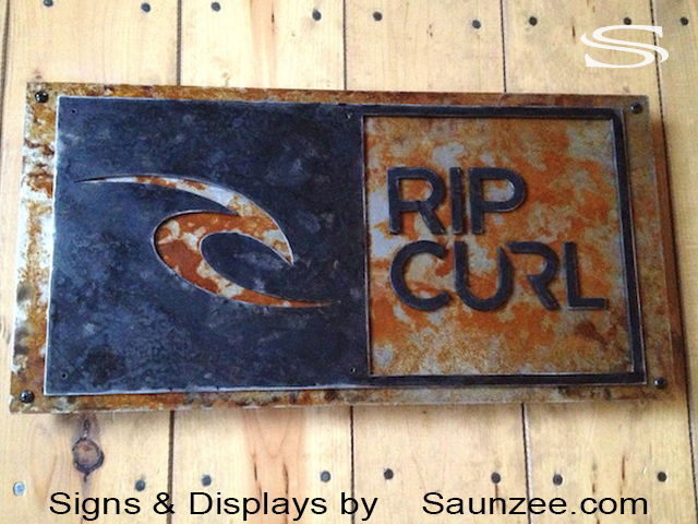 Steel Signs Patina Rip Curl Sign Blackened Metal Signs Saunzee Signs