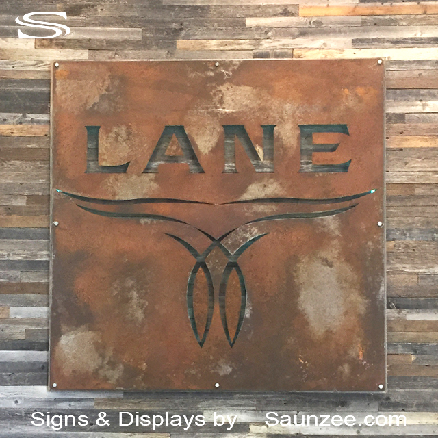 Steel Signs Rusty Lane Boots Sign Metal Offset Reception Signs Saunzee Signs
