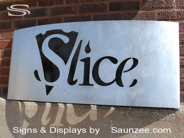 Steel Signs Slice Pizza-Shop Sign 3D Curved Face Signs