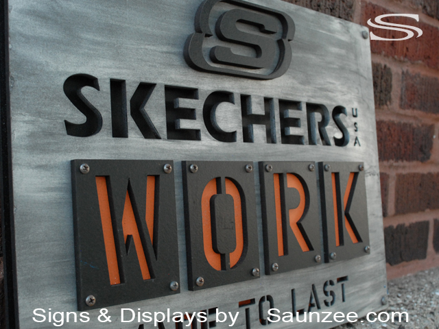 Steel Signs Tarnished 3D Skechers Shoes Sign Metal Industrial Signs Saunzee
