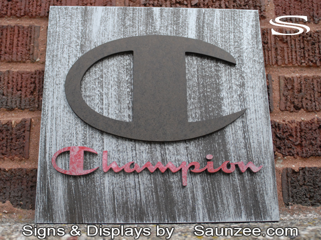 Steel Signs Tarnished Champion Sportswear Sign 3d Industrial Looking Signs Saunzee