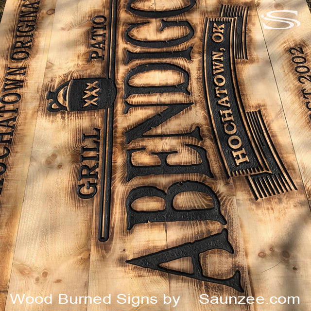 Wood Burned Signs Abendigos Bar Grill Sign Rustic Wood Burnt Sign