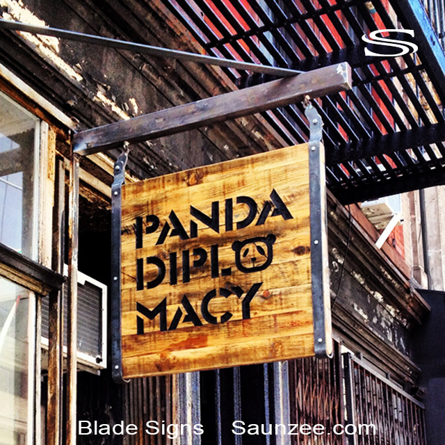 Blade Sign Metal Wood Storefront Hanging Sign Saunzee