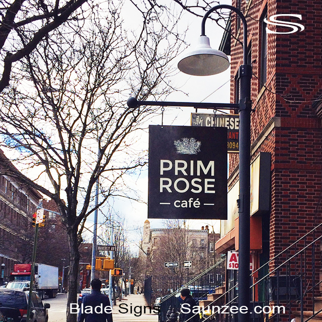 Blade Signs Prim Rose Cafe Sidewalk Pole Hanging Sign 