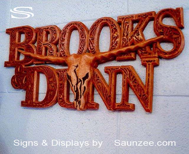 Carved-Signs Expert Woodcarvers Brooks Dunn CD Cover