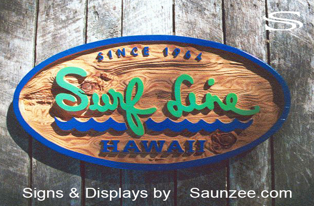 Carved Signs Sandblasted Wood Sign Surf Line Hawaii Retail Shop Sign