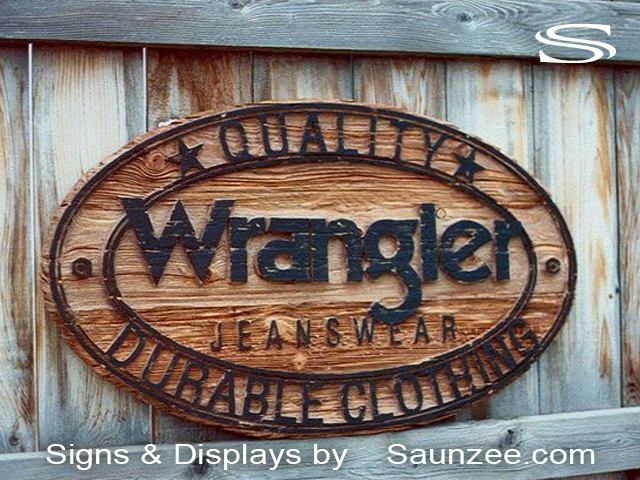 Carved Signs Wrangler Jeans Sandblasted Wood Signs