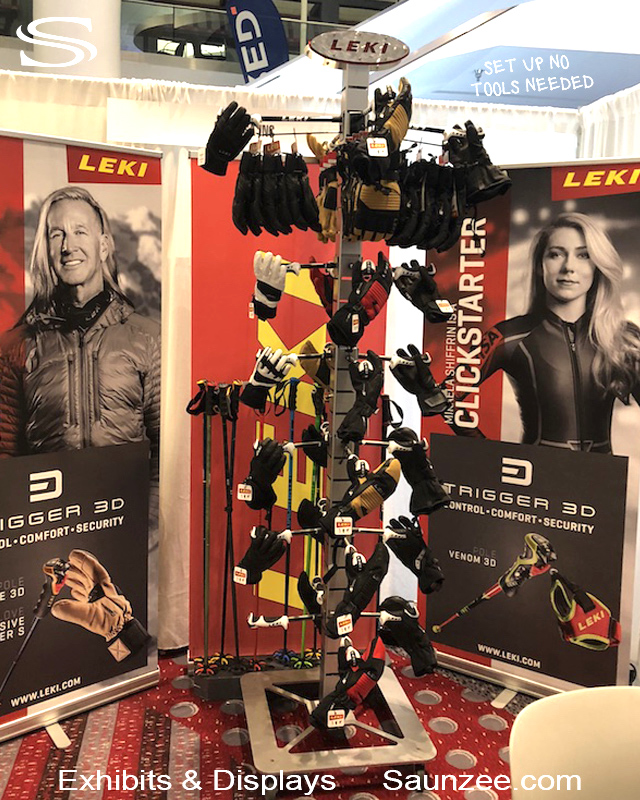 Exhibit Boot Product Displays Leki Gloves 8 foot Collapsible Display Stand