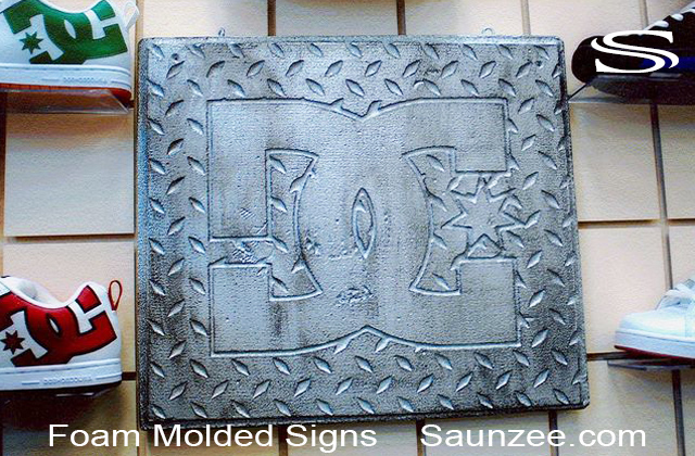 Foam Molded Signs Industrial Diamond Plated Sign DC Shoes Signs