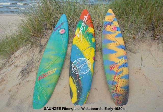 Saunzee History, Vintage Wakeboards, Surfboard Water Skis, Molded Fiberglass Early 80s.