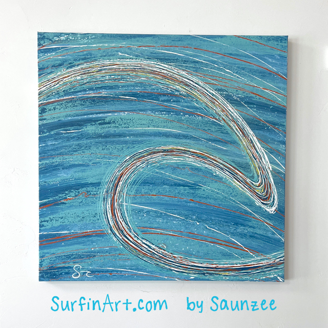 Surf Art Ocean Wave Painting Sunset Beach Surfin Art 8489